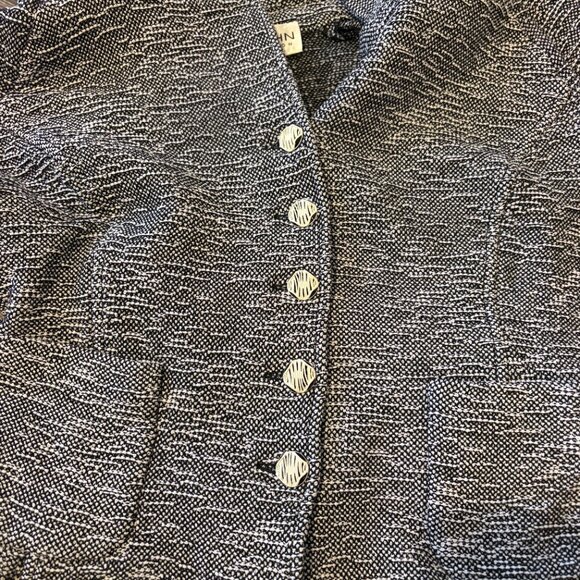 St John Collection Knit Tweed 2 Piece Suit Blazer Skirt Set Black White 14 - Picture 7 of 11